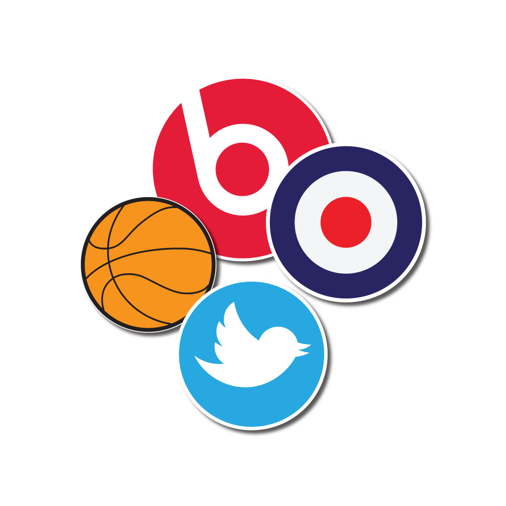 Custom circle stickers printed on a grey background showing vibrant full-colour design