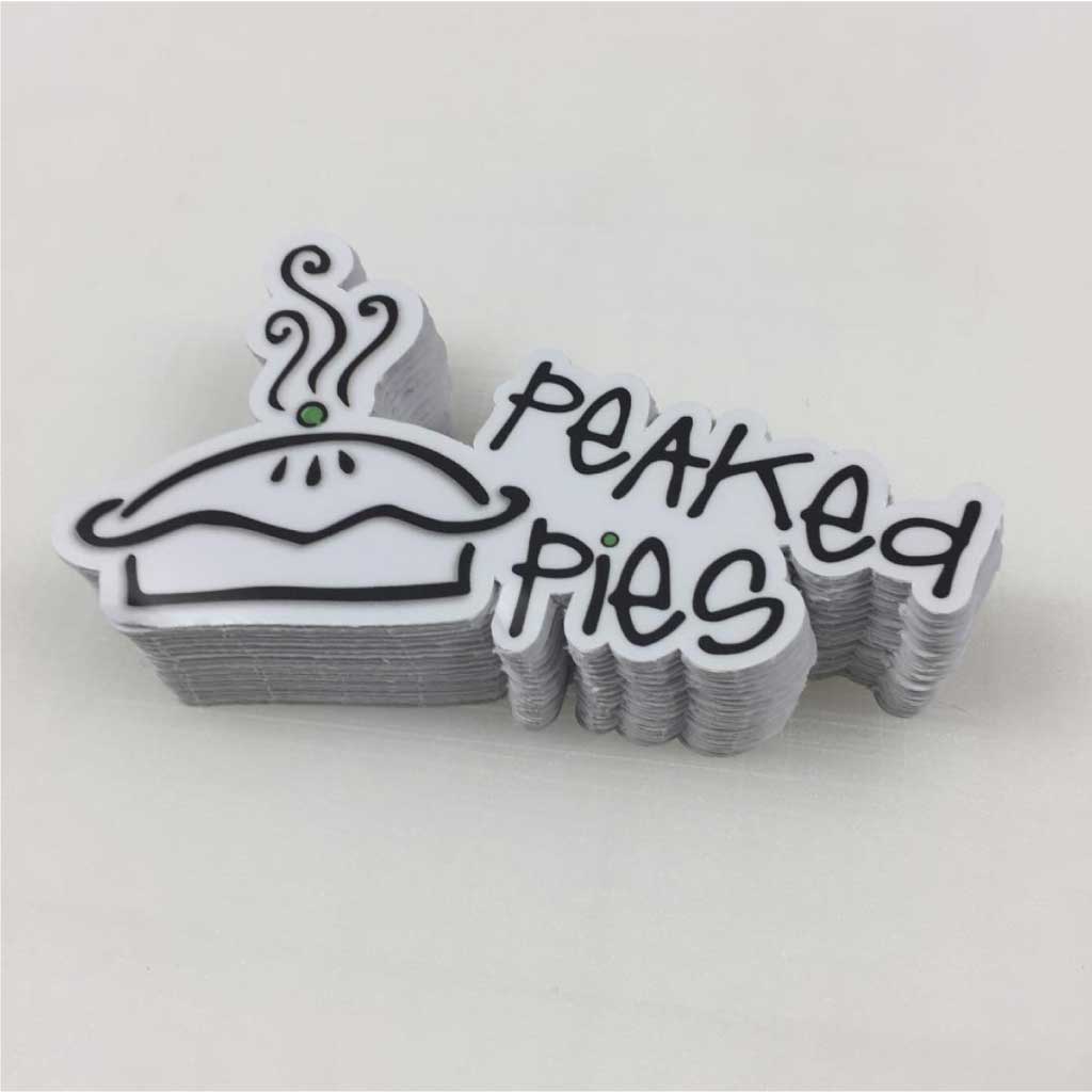 Custom vinyl die cut stickers used on packaging for professional look